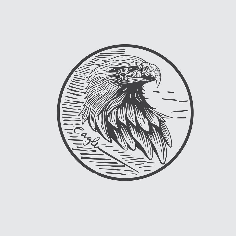 Eagle bird hand drawn logo icon vector