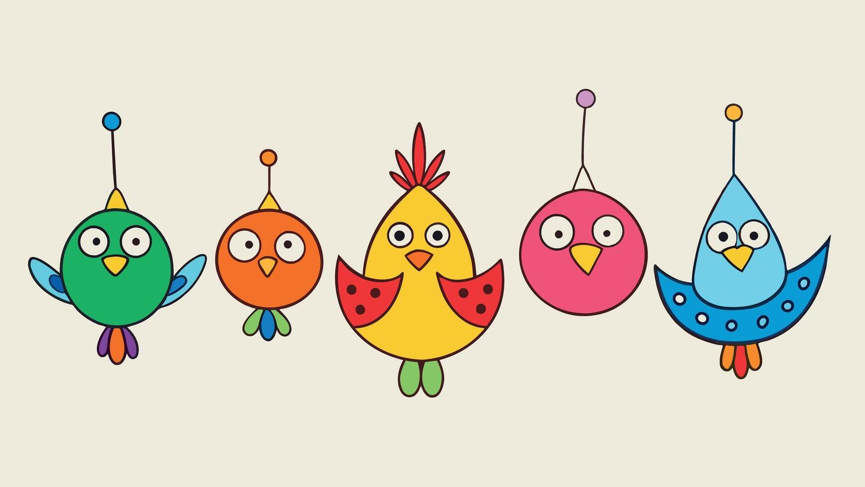 Vibrant Avian Decor Explore Our Colorful and Funky Bird Decoration Shapes Collection vector
