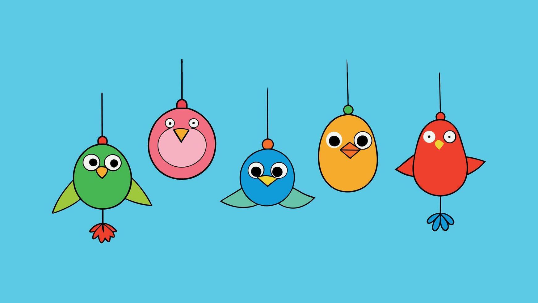 Vibrant Avian Decor Explore Our Colorful and Funky Bird Decoration Shapes Collection vector