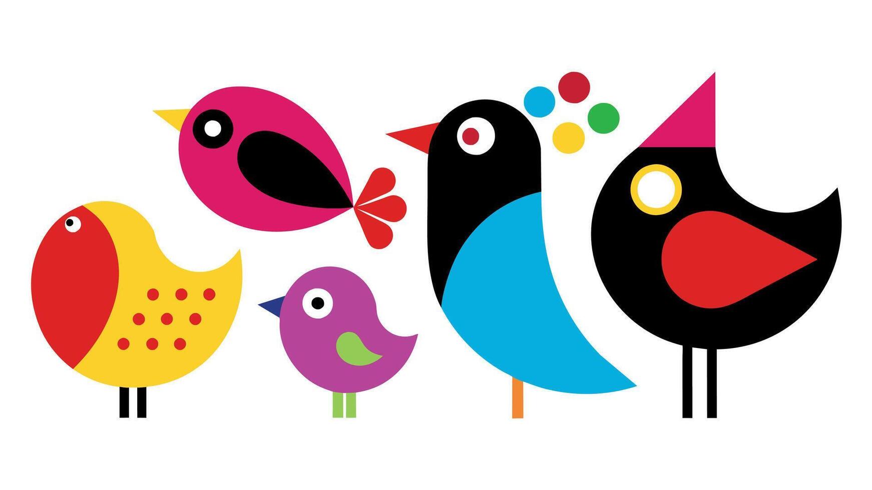 Vibrant Avian Decor Explore Our Colorful and Funky Bird Decoration Shapes Collection vector