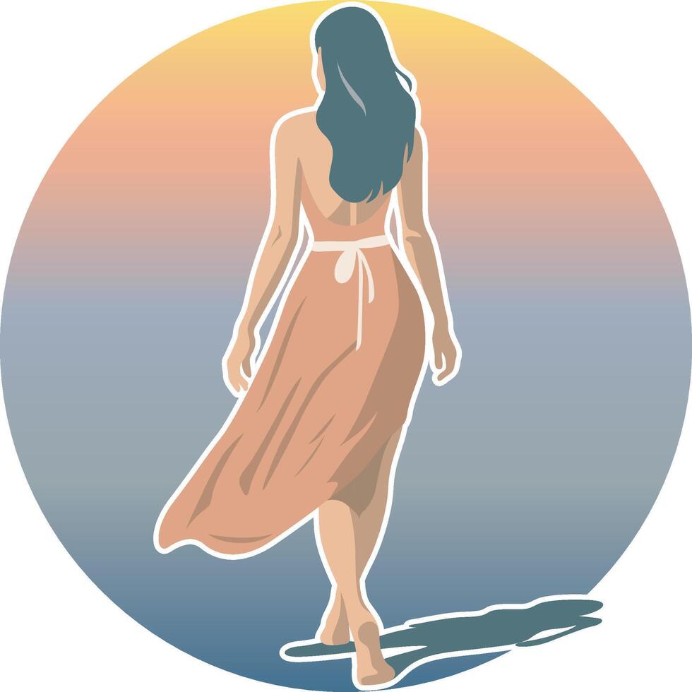 Woman Wearing Bikini on Summer Vacation. vector