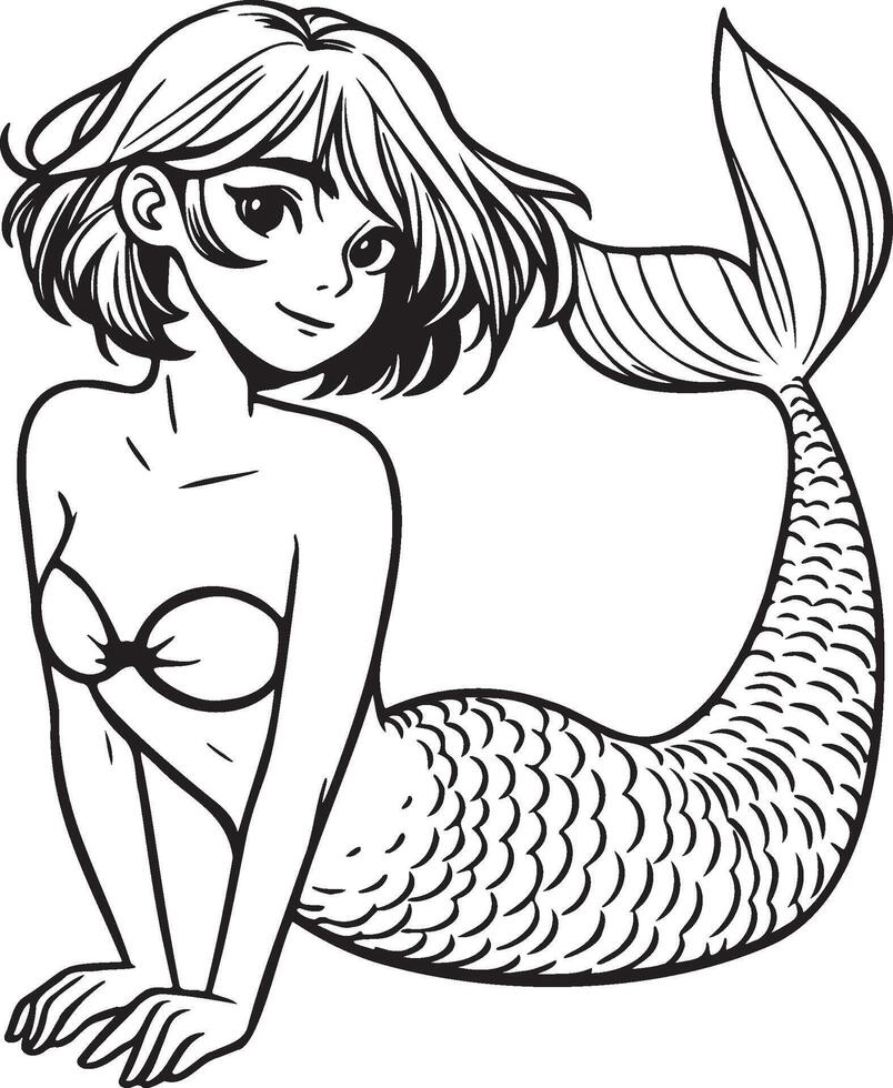 Mermaid Sketch Illustration. vector