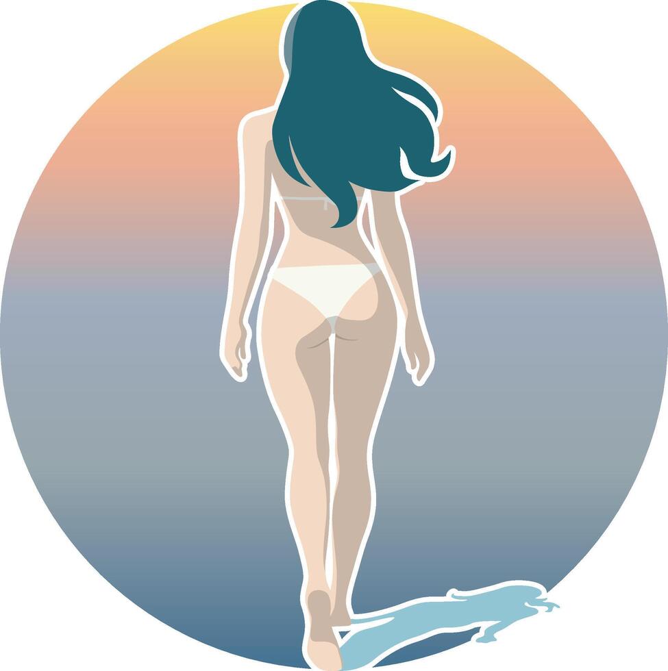 Woman Wearing Bikini on Summer Vacation. vector