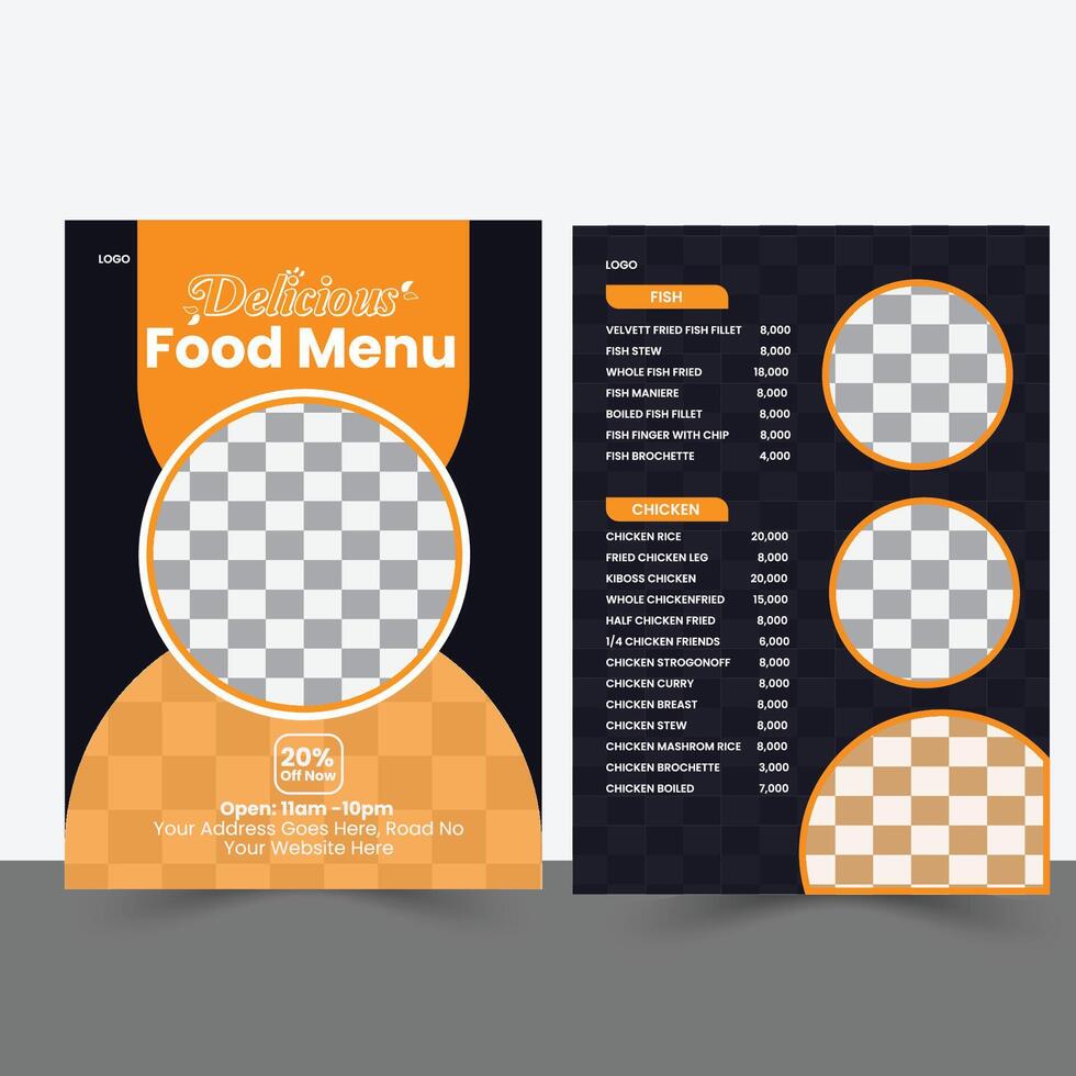 Restaurant menu design, food menu, modern menu. vector