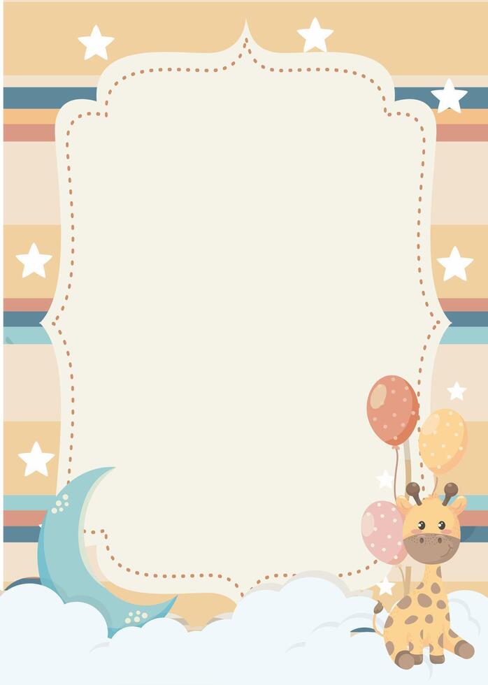 Cute background with paper on the midle with animal and cloud vector