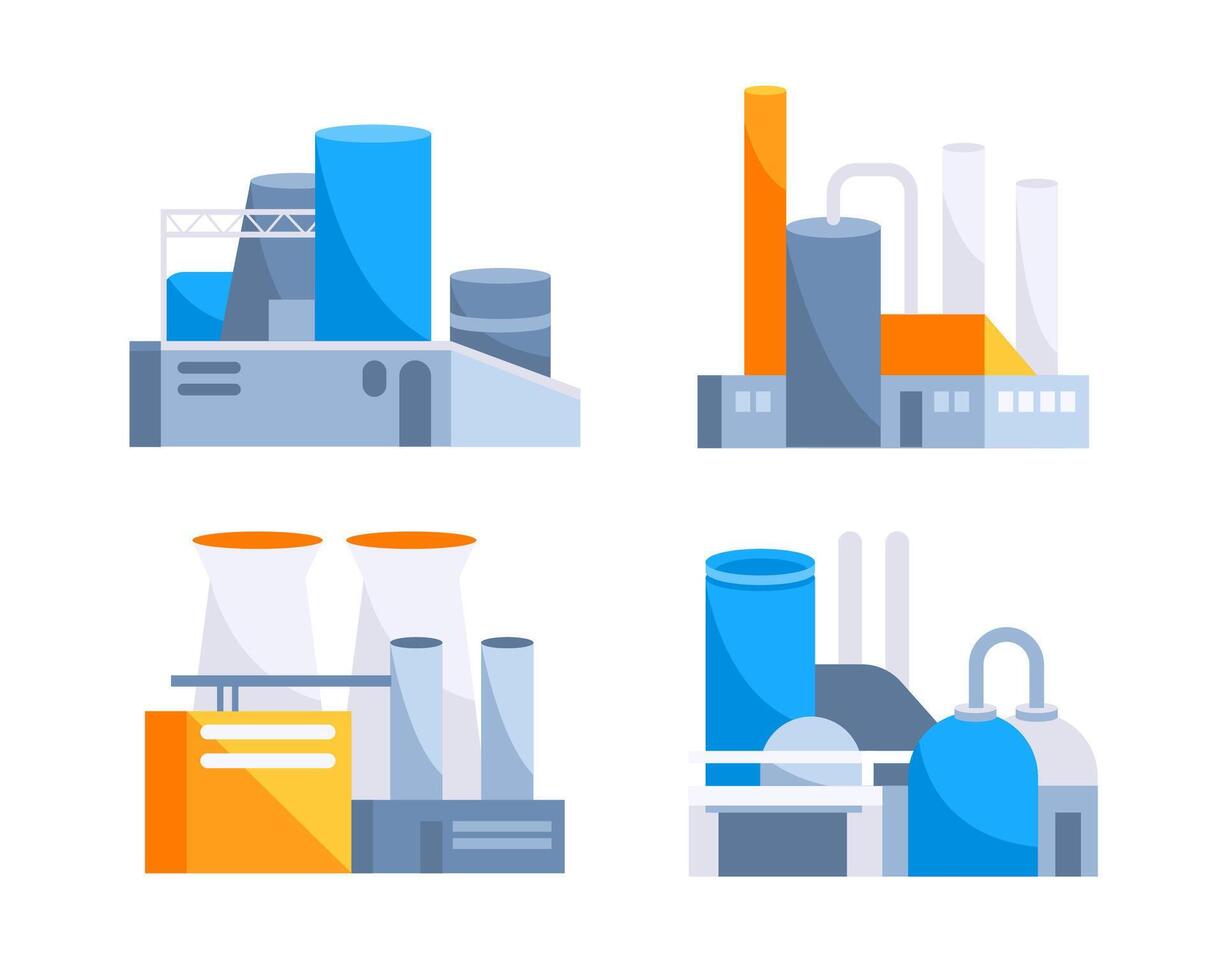 Factory or Industrial Building collection. Industrial factory and manufacturing vector