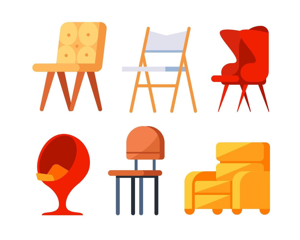 Chair set. Comfortable furniture for apartment interior or office vector