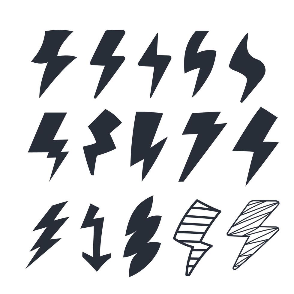 Lightning bolt flash icon Set. Thunderbolt, Flash symbol vector