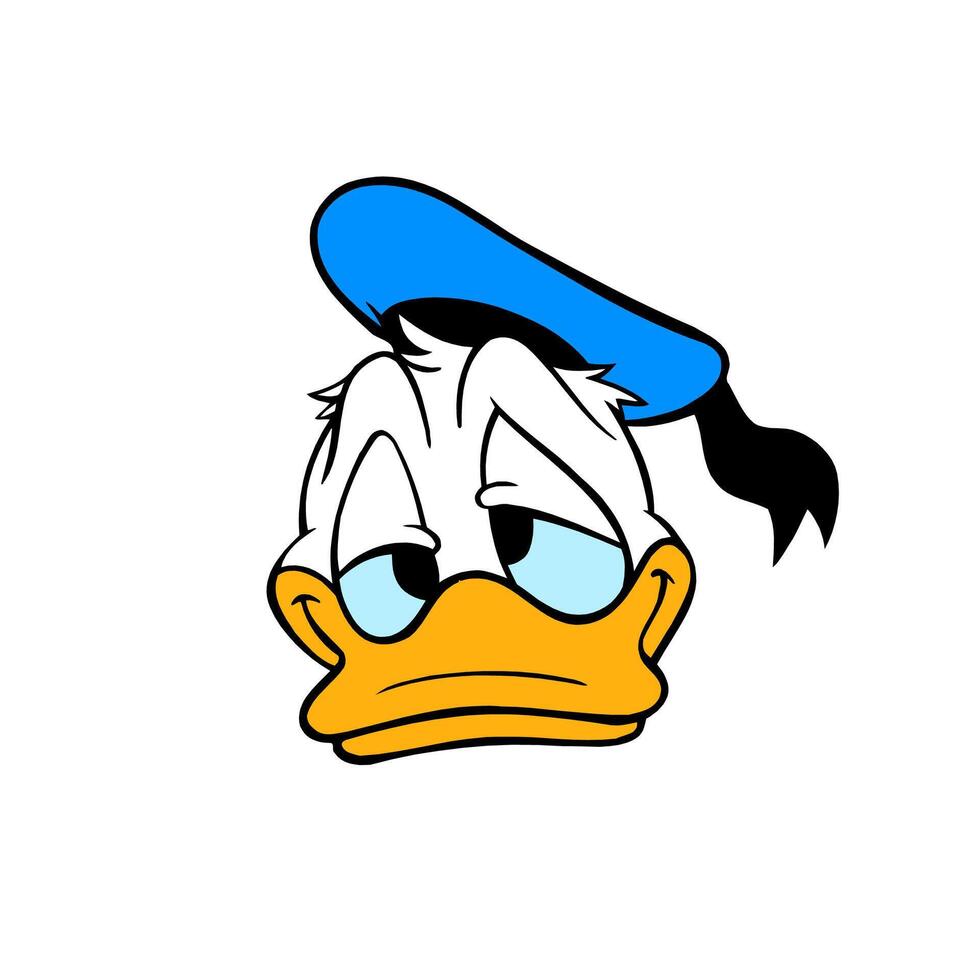 Disney character donald duck sad face cartoon animation vector