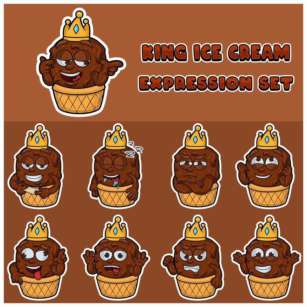 Ice Cream Expression set. Mascot cartoon character for flavor, strain, label and packaging product. vector