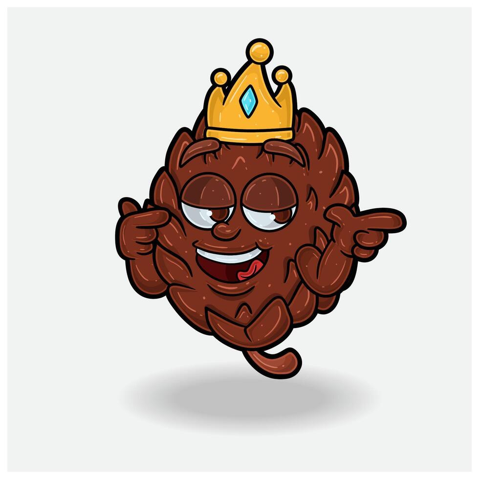 Pine Cone With Smug expression. Mascot cartoon character for flavor, strain, label and packaging product. vector