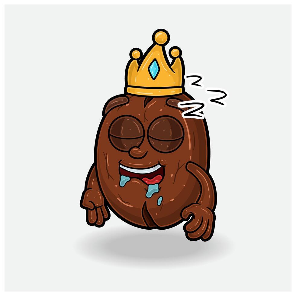 Coffee Bean With Sleep expression. Mascot cartoon character for flavor, strain, label and packaging product. vector