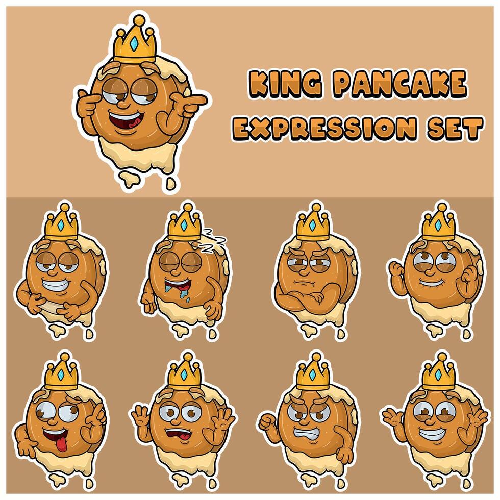 Pancake Expression set. Mascot cartoon character for flavor, strain, label and packaging product. vector