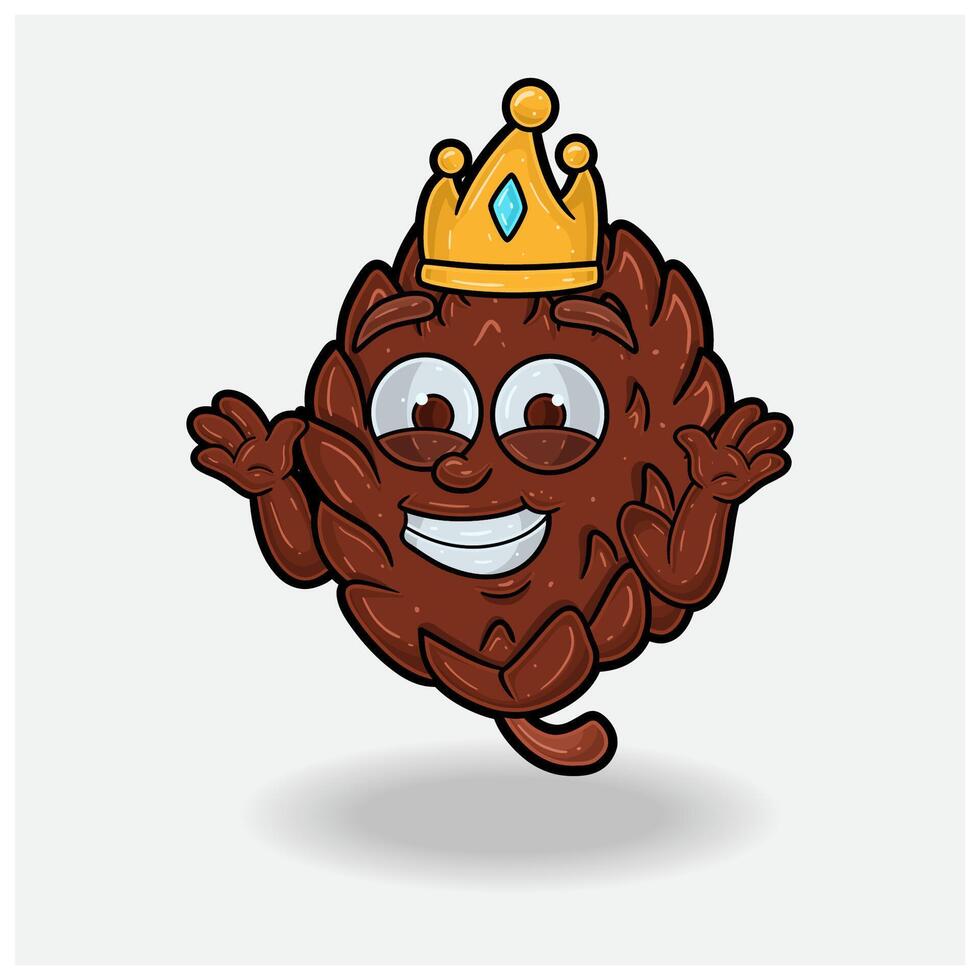 Pine Cone With Dont Know Smile expression. Mascot cartoon character for flavor, strain, label and packaging product. vector