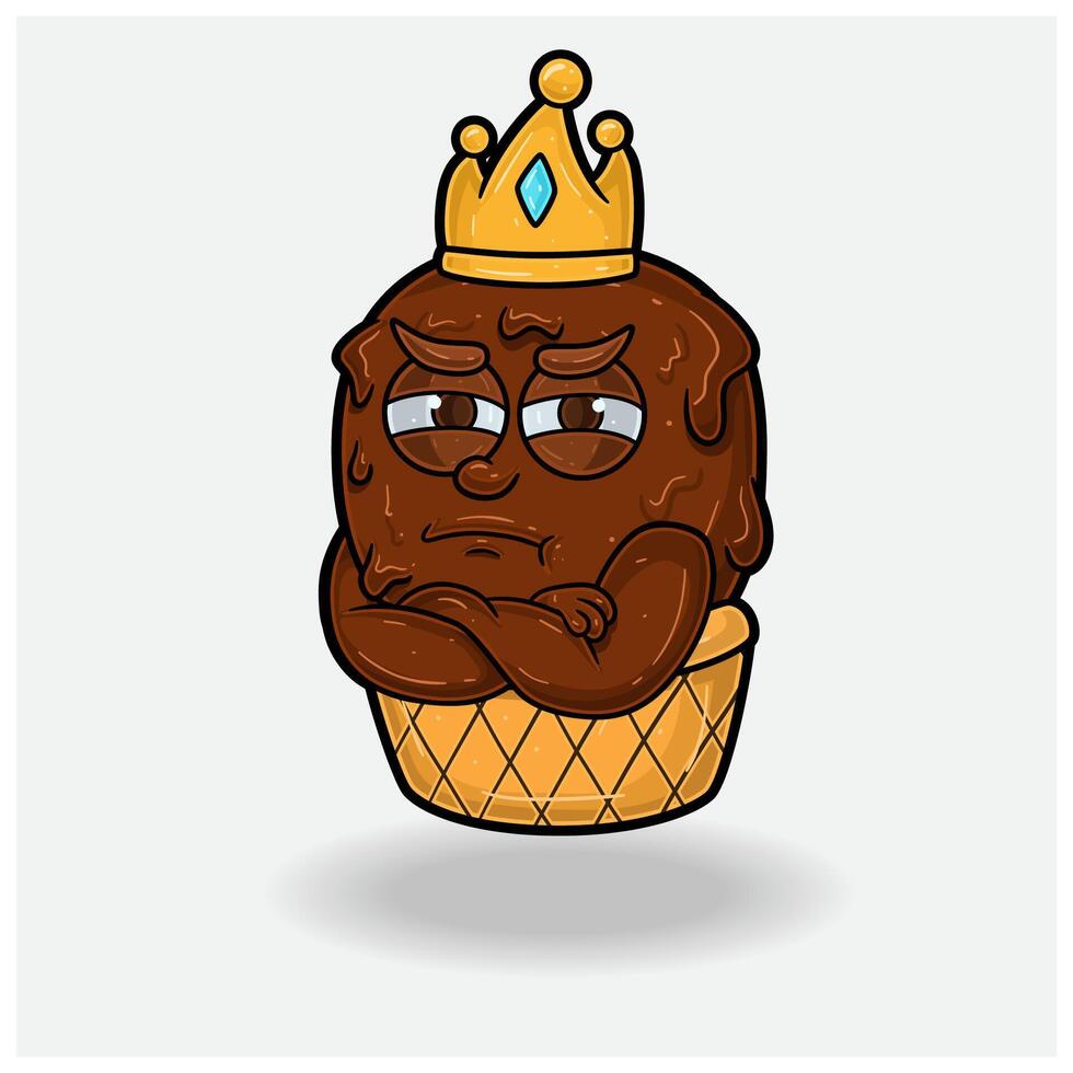 Ice cream With Jealous expression. Mascot cartoon character for flavor, strain, label and packaging product. vector