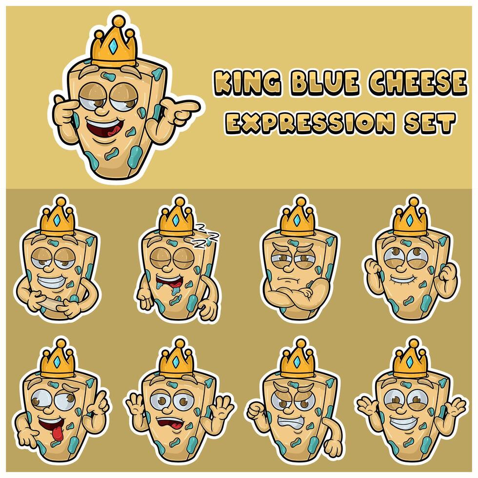 Blue Cheese Expression set.Mascot cartoon character for flavor, strain, label and packaging product. vector