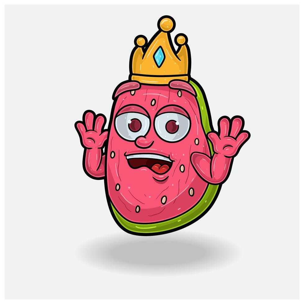guayaba Fruta con conmocionado expresión. mascota dibujos animados personaje para sabor, cepa, etiqueta y embalaje producto. vector