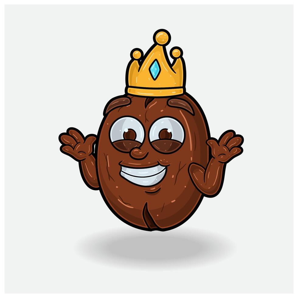 Coffee Bean With Dont Know Smile expression. Mascot cartoon character for flavor, strain, label and packaging product. vector