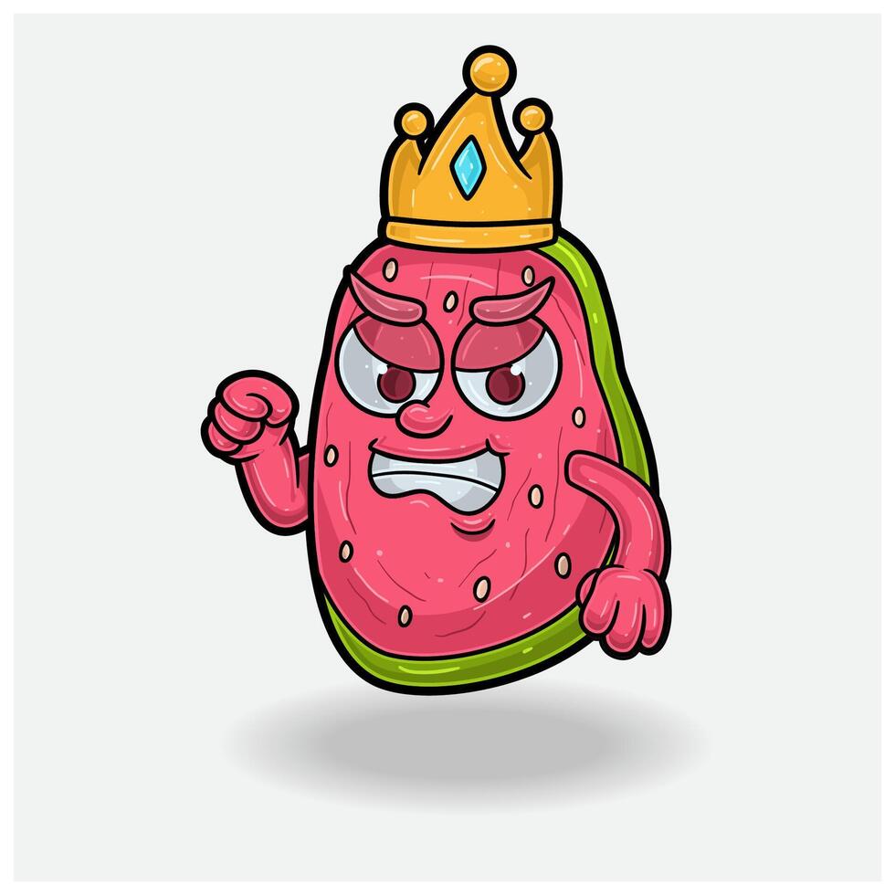 guayaba Fruta con enojado expresión. mascota dibujos animados personaje para sabor, cepa, etiqueta y embalaje producto. vector