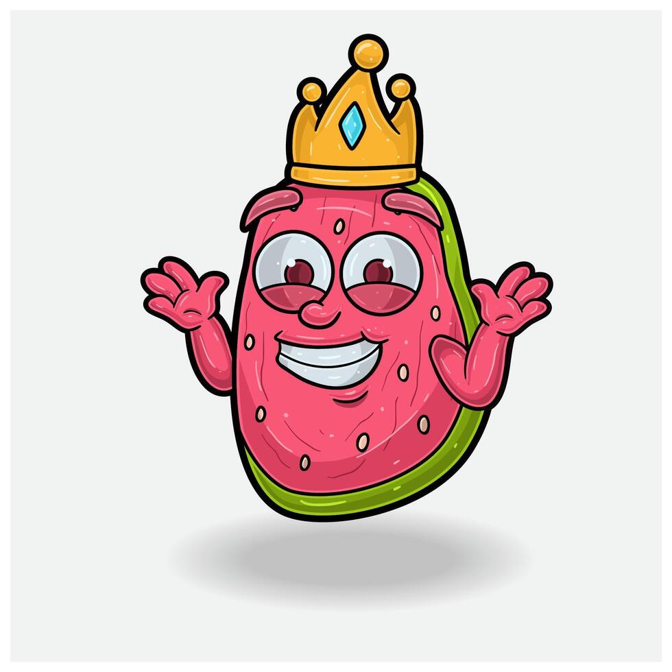 guayaba Fruta con no saber sonrisa expresión. mascota dibujos animados personaje para sabor, cepa, etiqueta y embalaje producto. vector