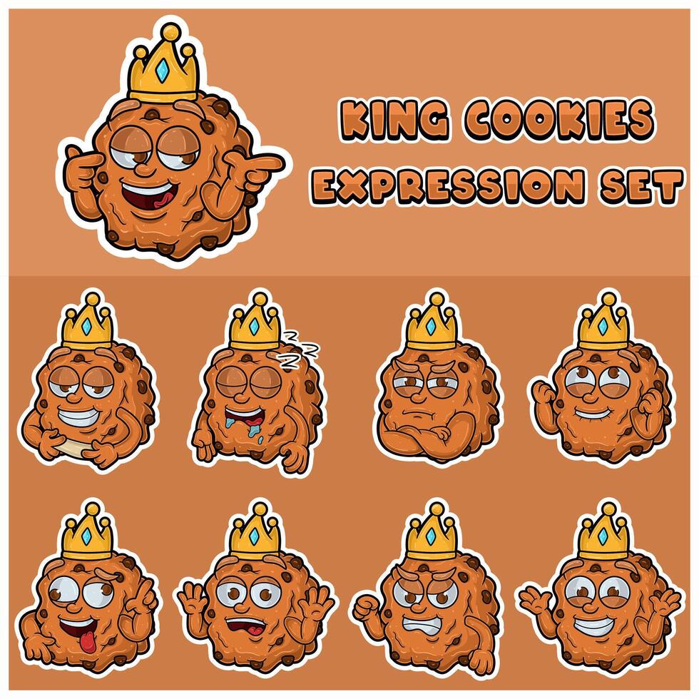 Cookies Expression set. Mascot cartoon character for flavor, strain, label and packaging product. vector