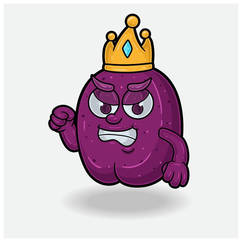 Plum Fruit With Angry expression. Mascot cartoon character for flavor, strain, label and packaging product. vector