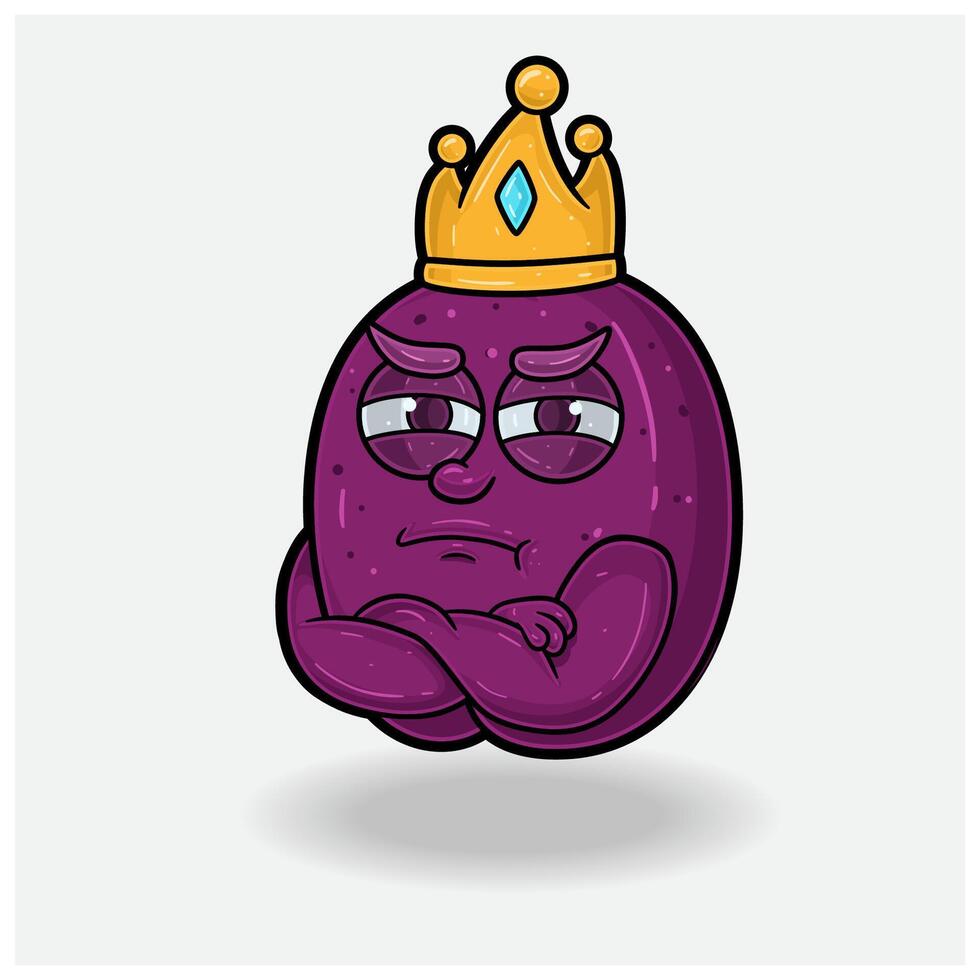 Plum Fruit With Jealous expression. Mascot cartoon character for flavor, strain, label and packaging product. vector