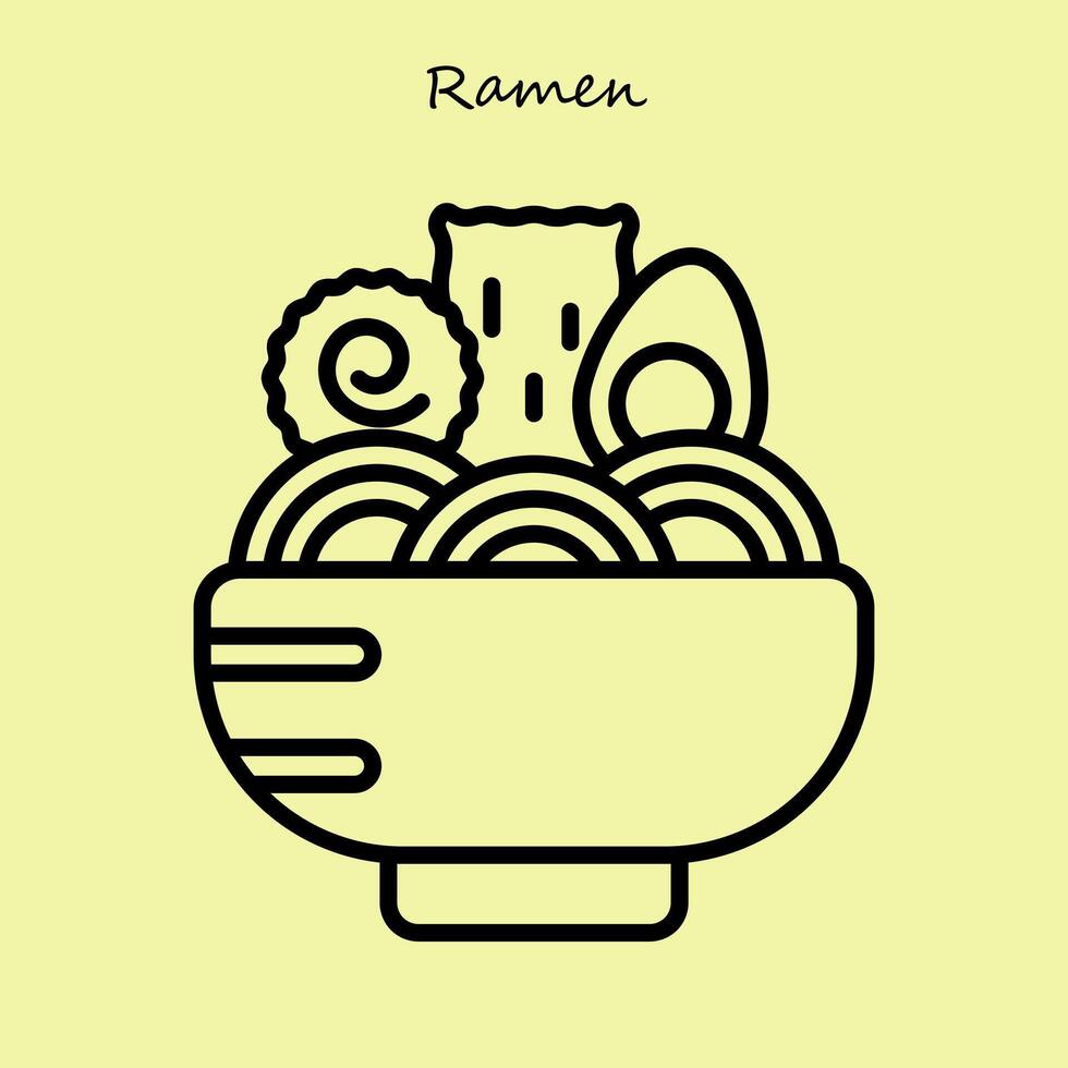 ilustración de ramen de comida japonesa vector