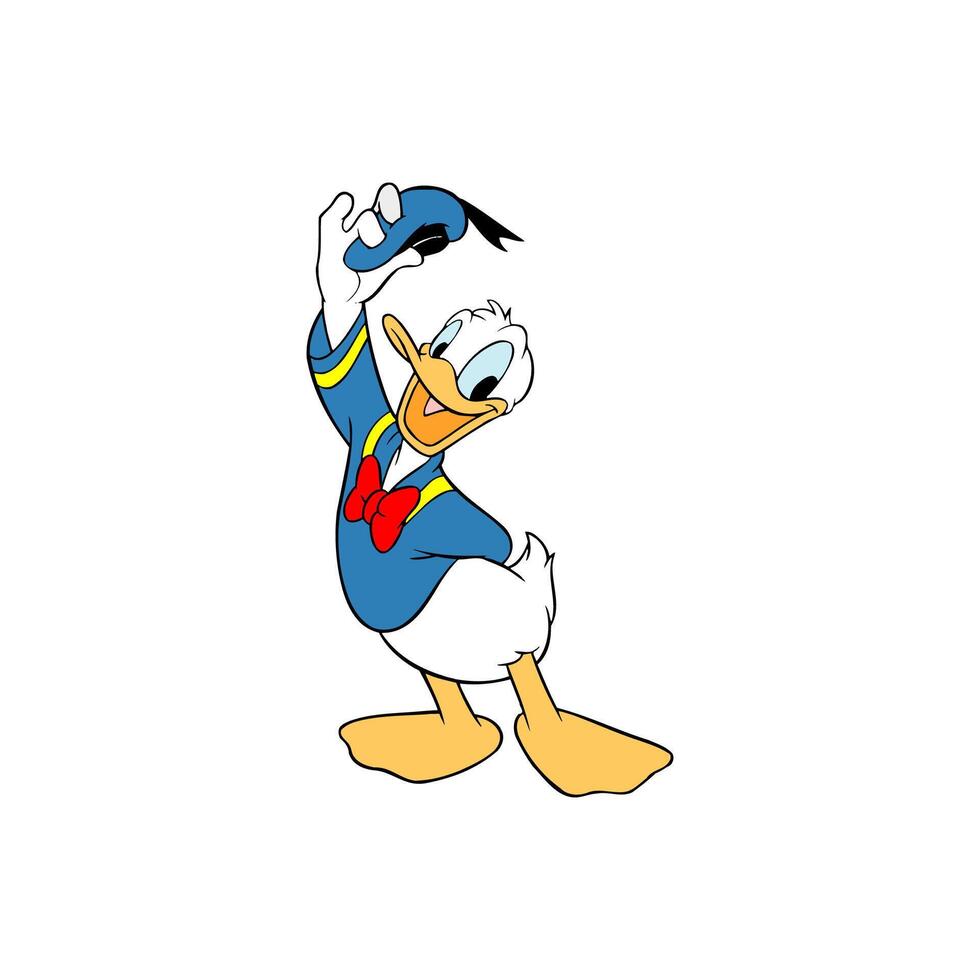 Disney character donald duck and blue hat cartoon animation vector