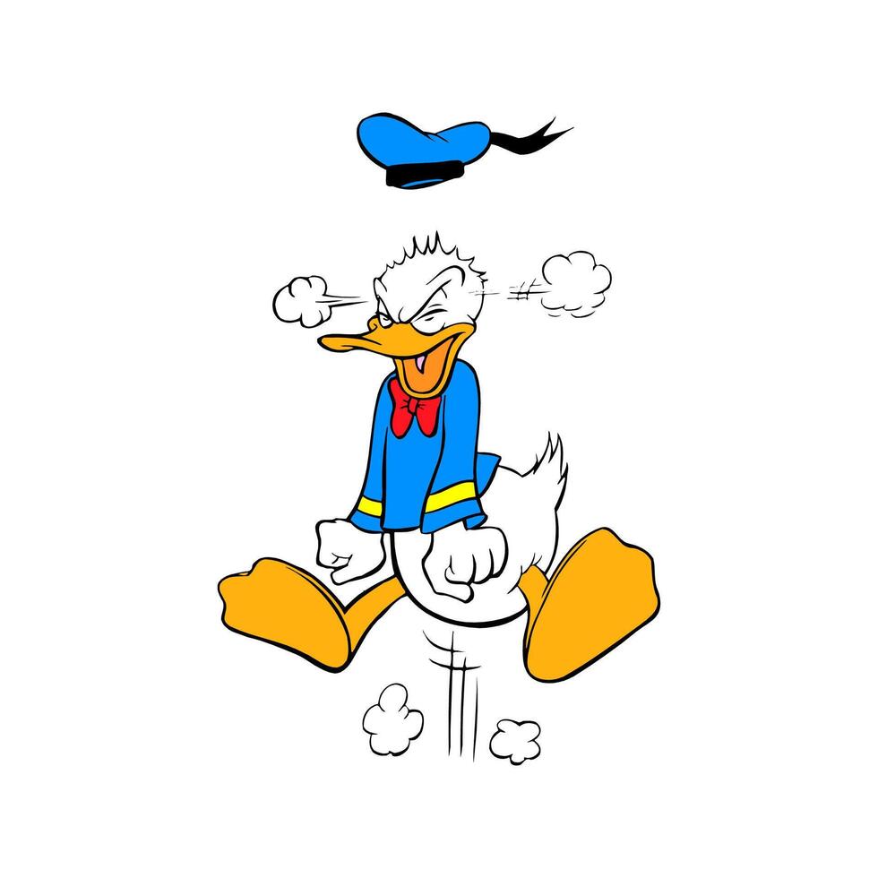 Disney character cute donald duck angry expression cartoon animation vector