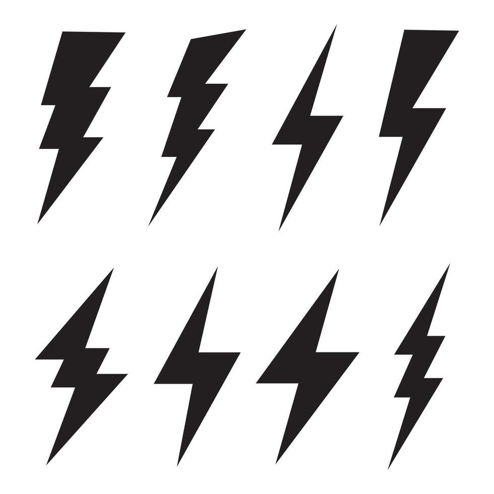 Lightning bolt icons set. Different flash icon symbol set illustration vector