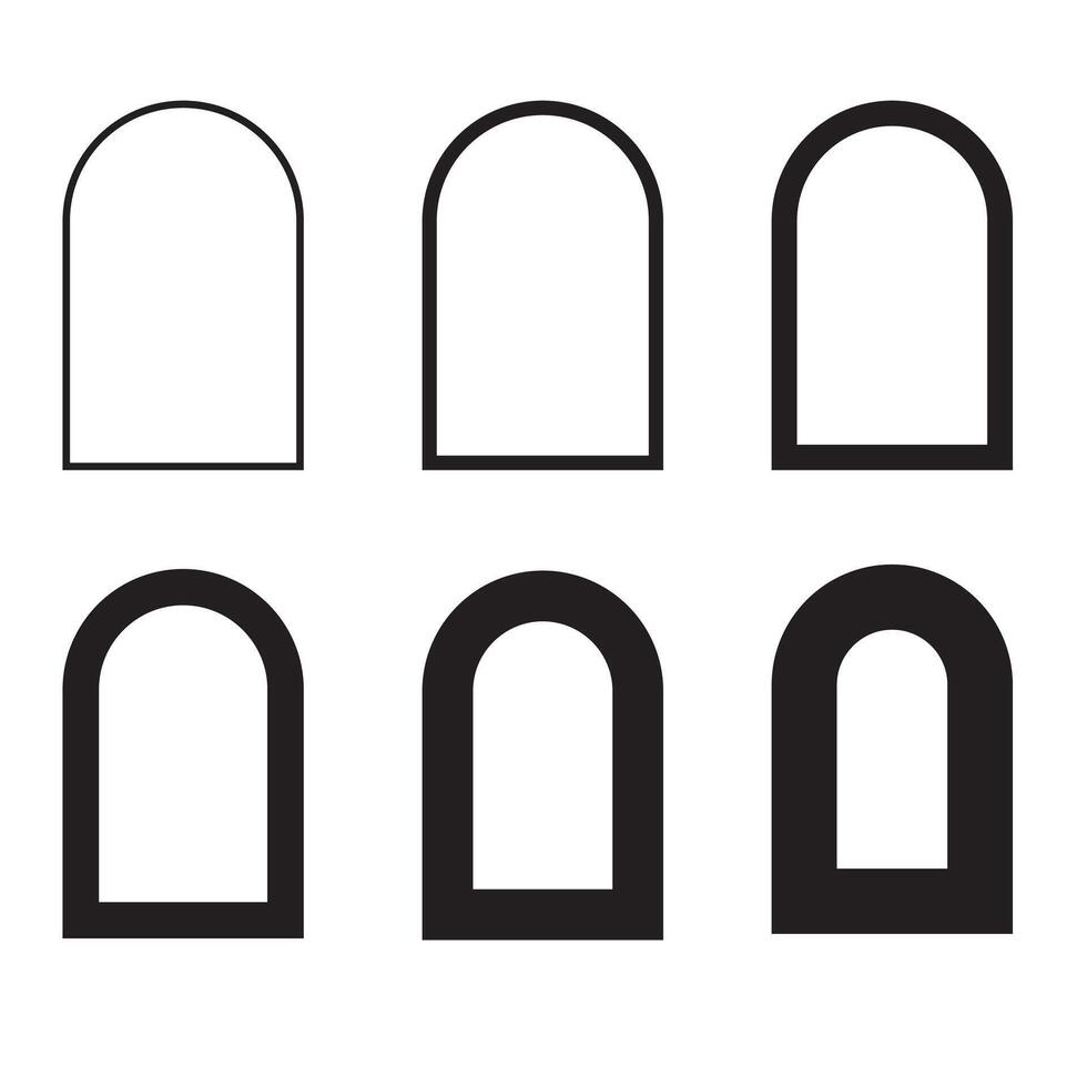 Hollow Arch outline shape line icon Set. icon design with white background. vector