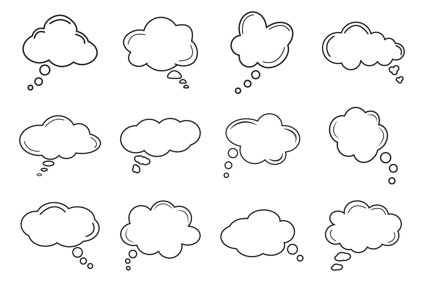 Thought bubble icon set, Cloud speech bubbles collection. Empty thought cloud. illustration vector
