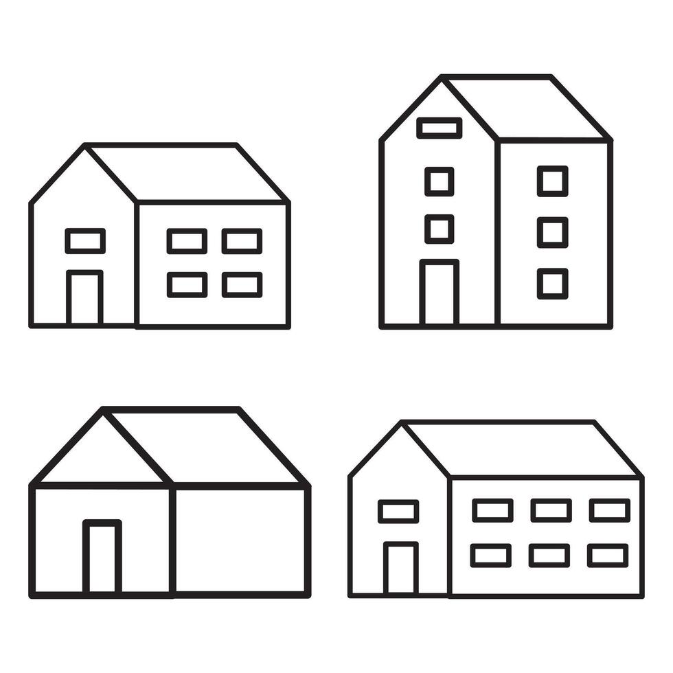 colección casa contorno iconos casa icono recopilación. real bienes. plano estilo casas símbolos para aplicaciones y sitios web en pizca antecedentes vector
