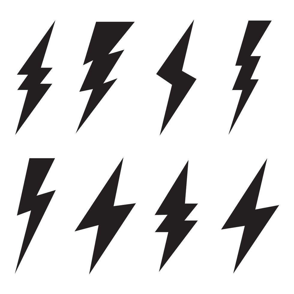 Lightning bolt icons set. Different flash icon symbol set of illustration vector