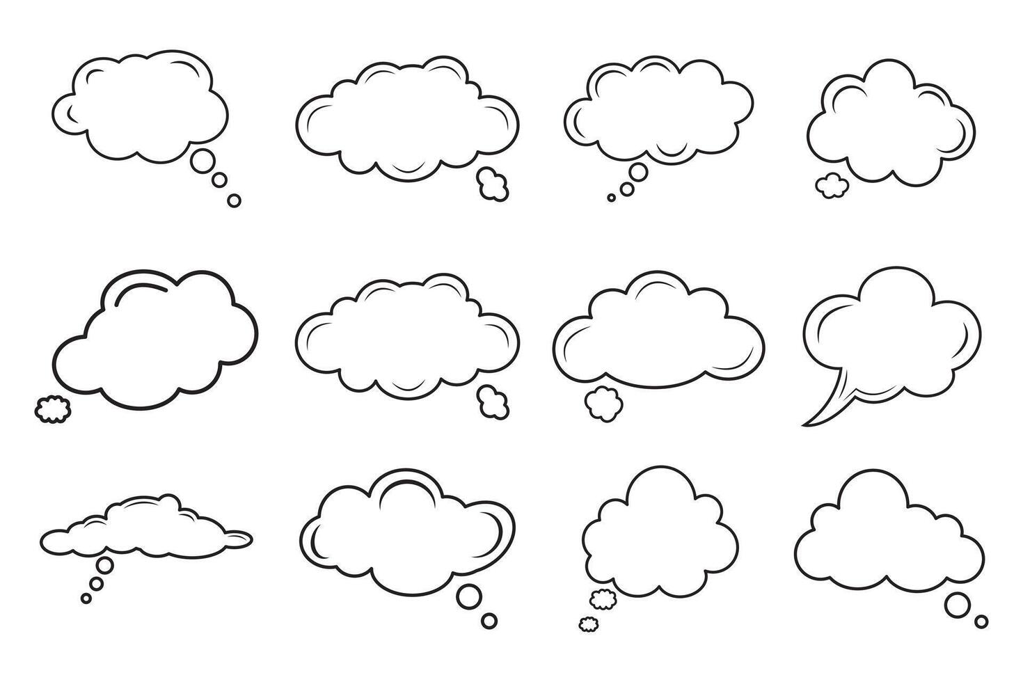 Thought bubble icon set, Cloud speech bubbles collection. Empty thought cloud. illustration vector