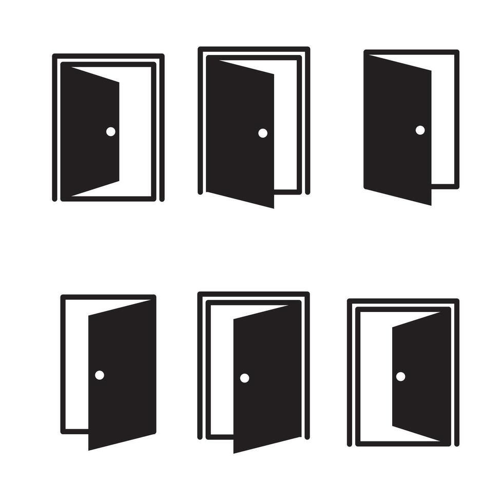 puerta íconos colocar. abierto, cerca y un frasco puerta. puertas recopilación. puertas pictograma aislado en blanco antecedentes. valores elemento. vector