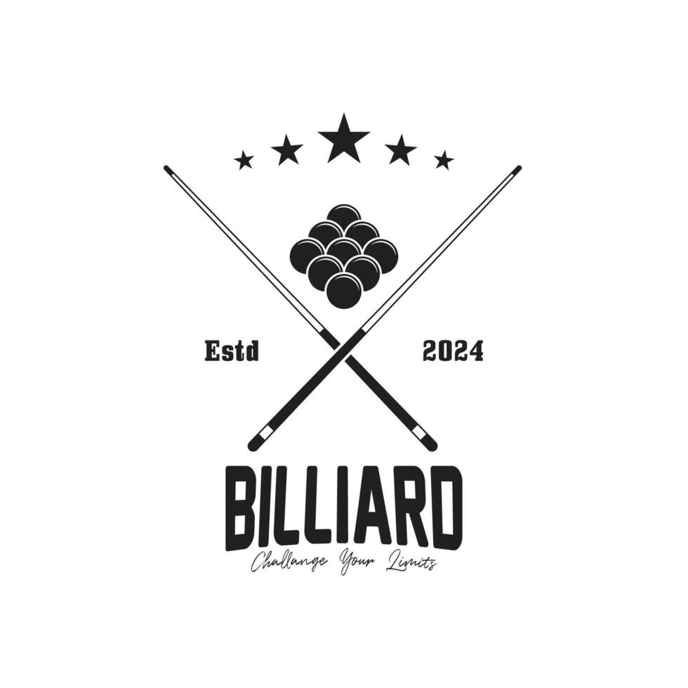 Billiard logo design vintage retro badge vector