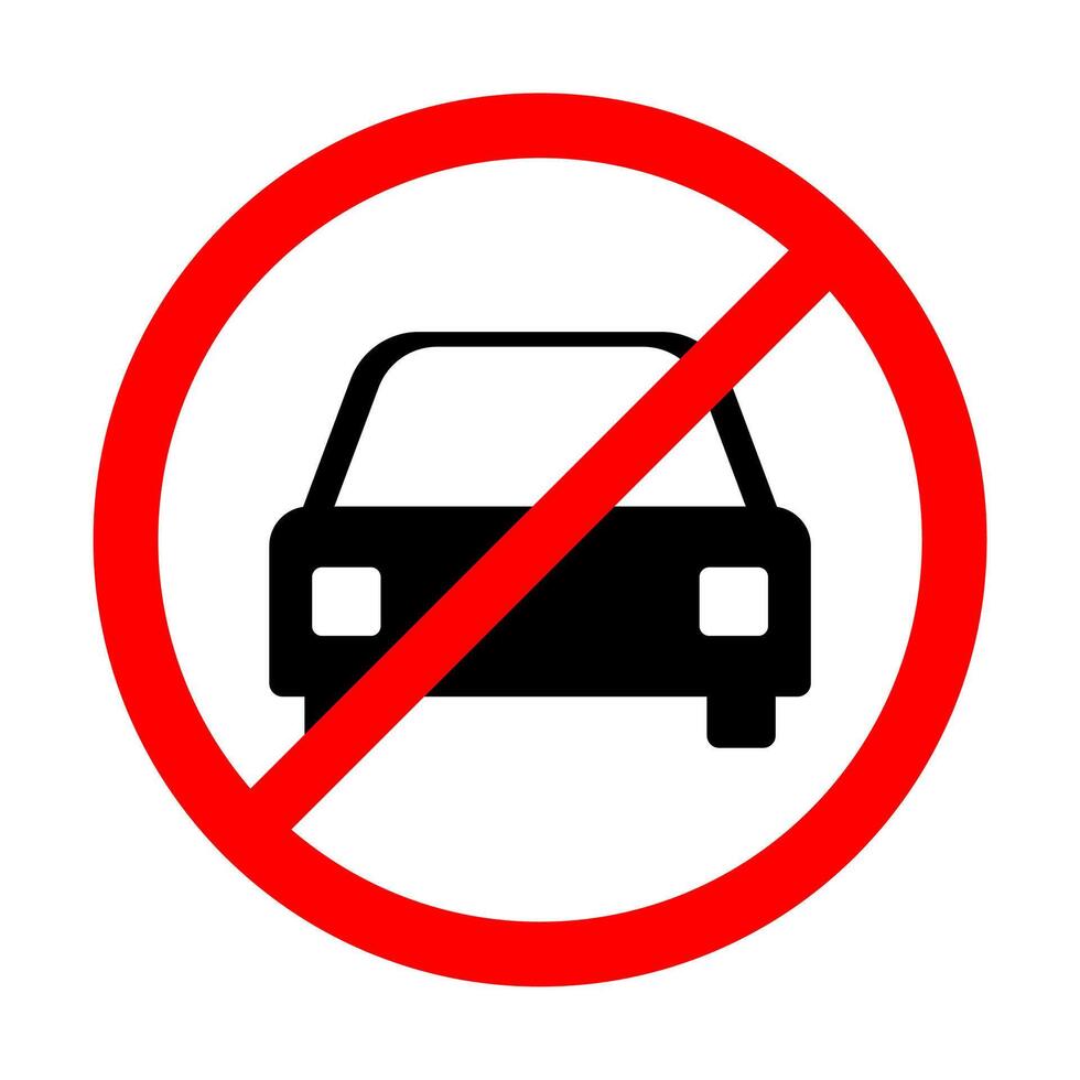 No coche permitido prohibición icono firmar hacer no conducir símbolo, No carros entrada .ilustración vector