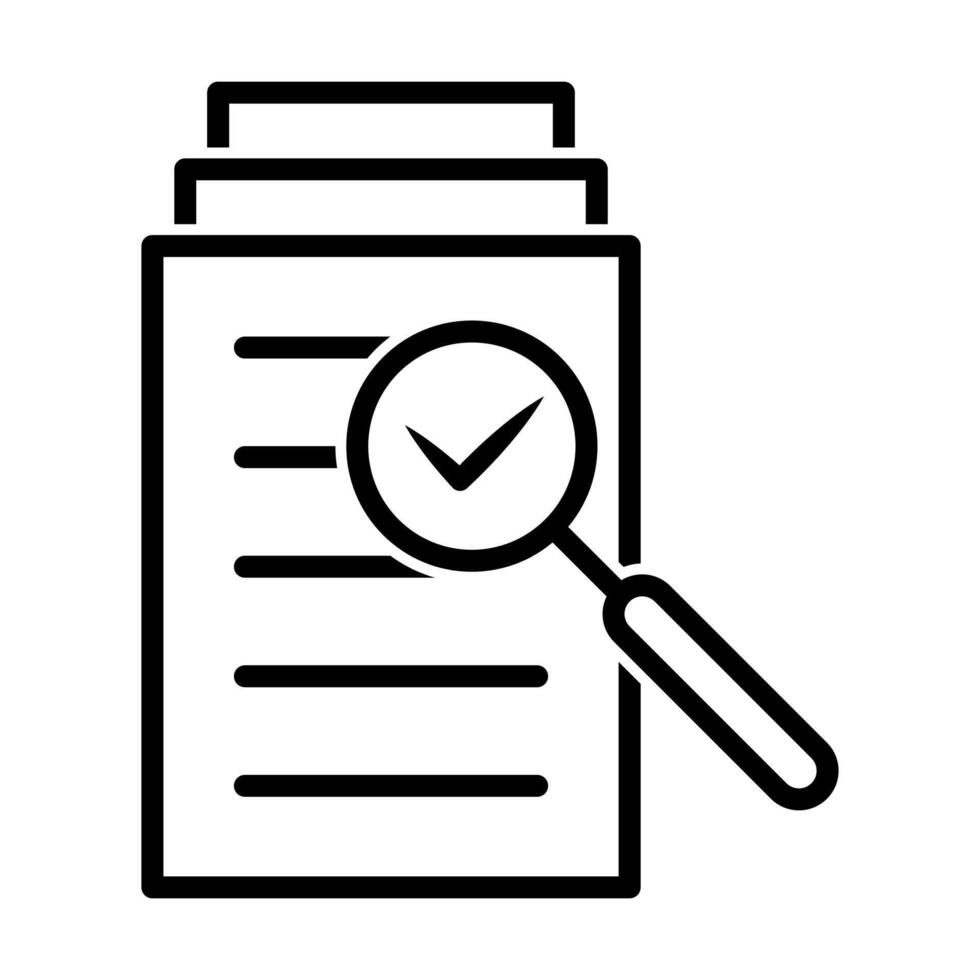 Audit icon magnifying glass like check assess. verify service critique process, scrutiny plan for graphic design, logo, web site, social media, mobile app, ui vector