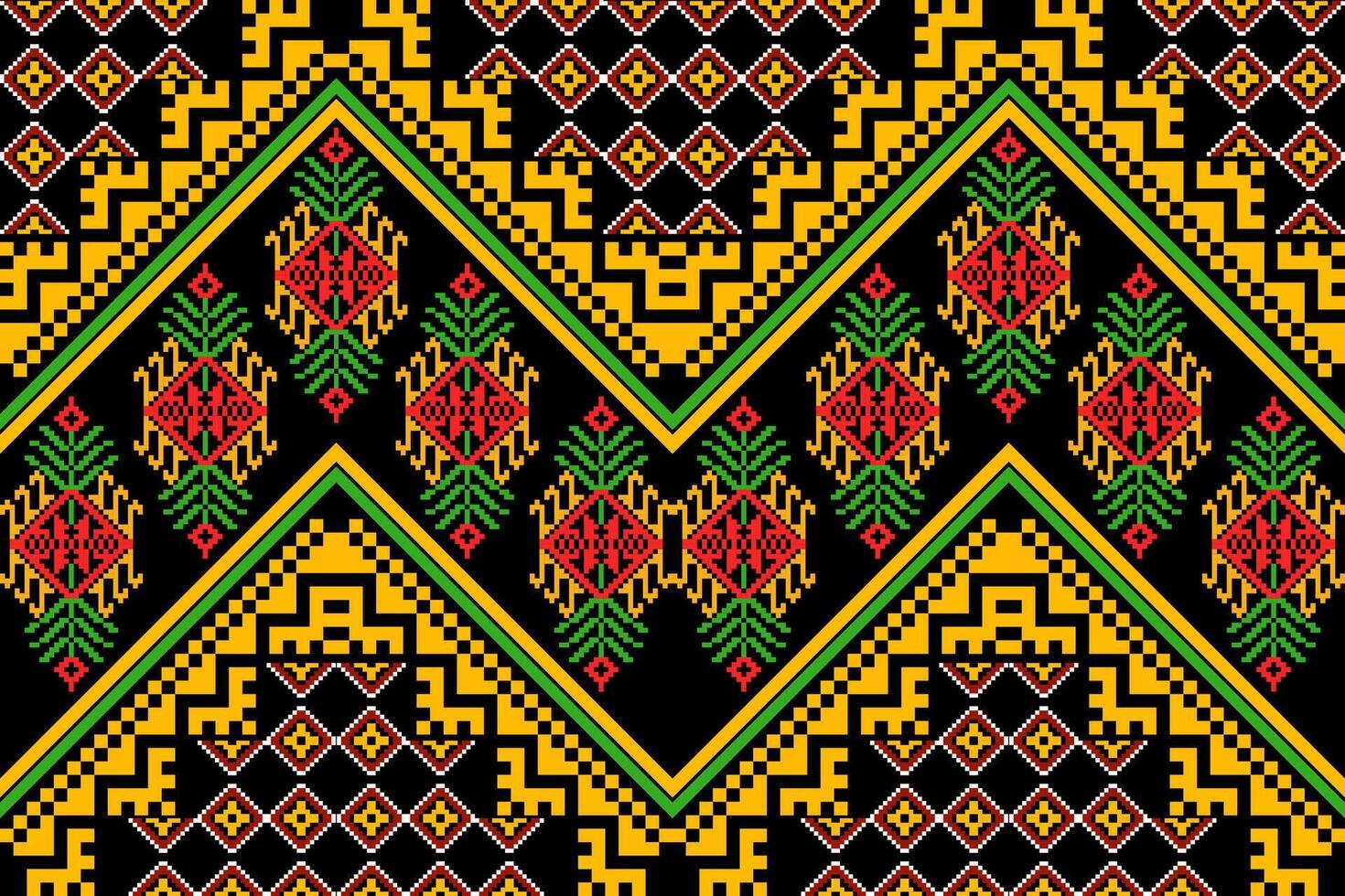 Aztec tribal geometric background in black red yellow white Seamless stripe pattern. Traditional ornament ethnic style. Design for textile, fabric, clothing, curtain, rug, ornament, wrapping. vector