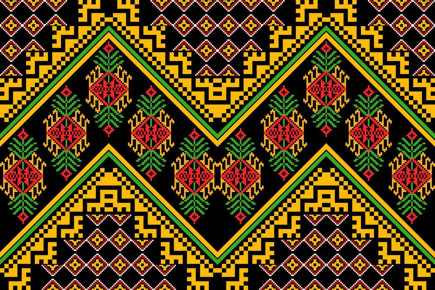Aztec tribal geometric background in black red yellow white Seamless stripe pattern. Traditional ornament ethnic style. Design for textile, fabric, clothing, curtain, rug, ornament, wrapping. vector