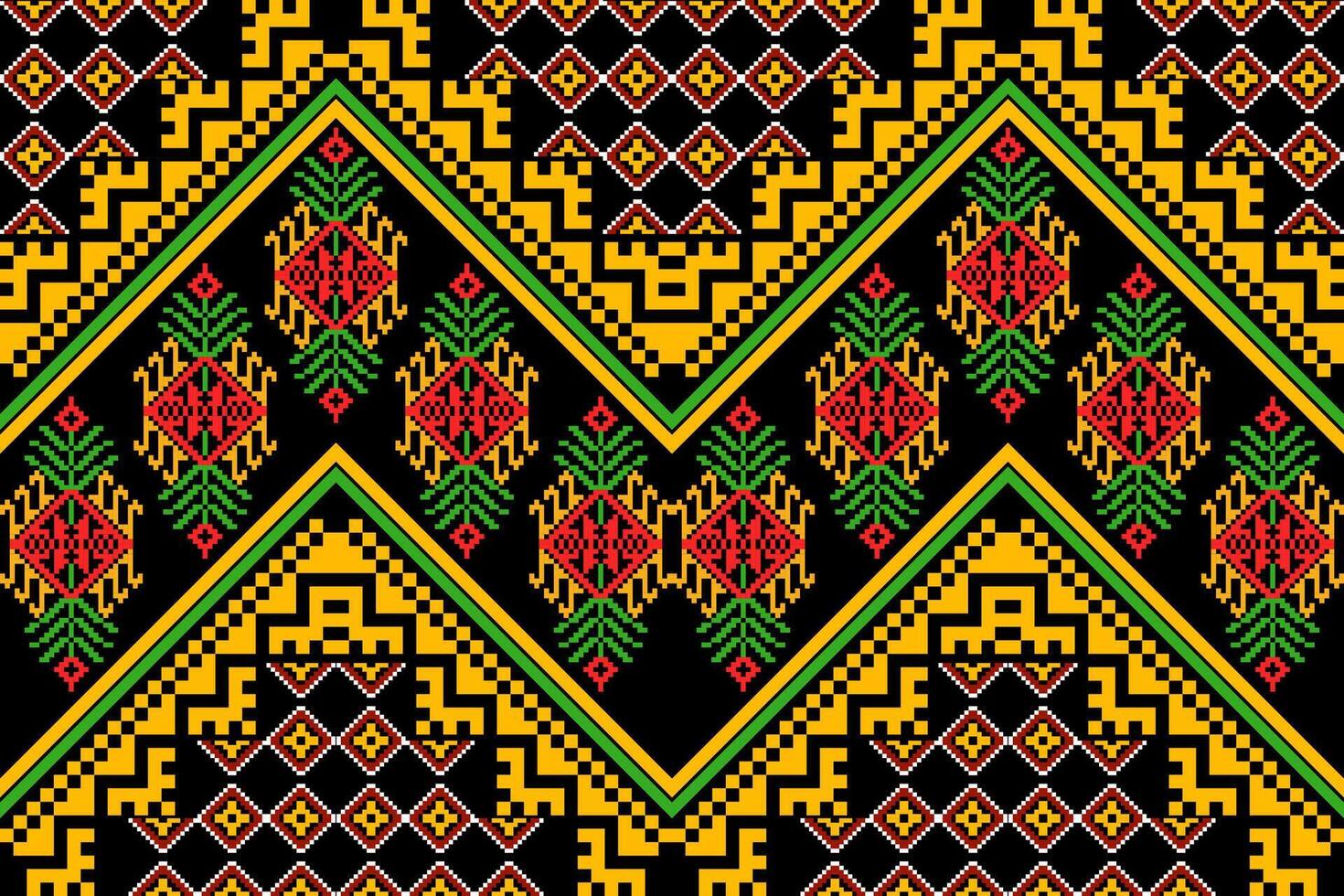 azteca tribal geométrico antecedentes en negro rojo amarillo blanco sin costura raya modelo. tradicional ornamento étnico estilo. diseño para textil, tela, ropa, cortina, alfombra, ornamento, envase. vector