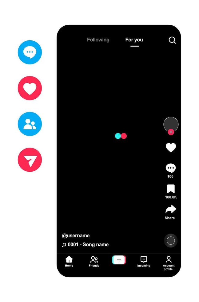 TikTok mobile app screen vector