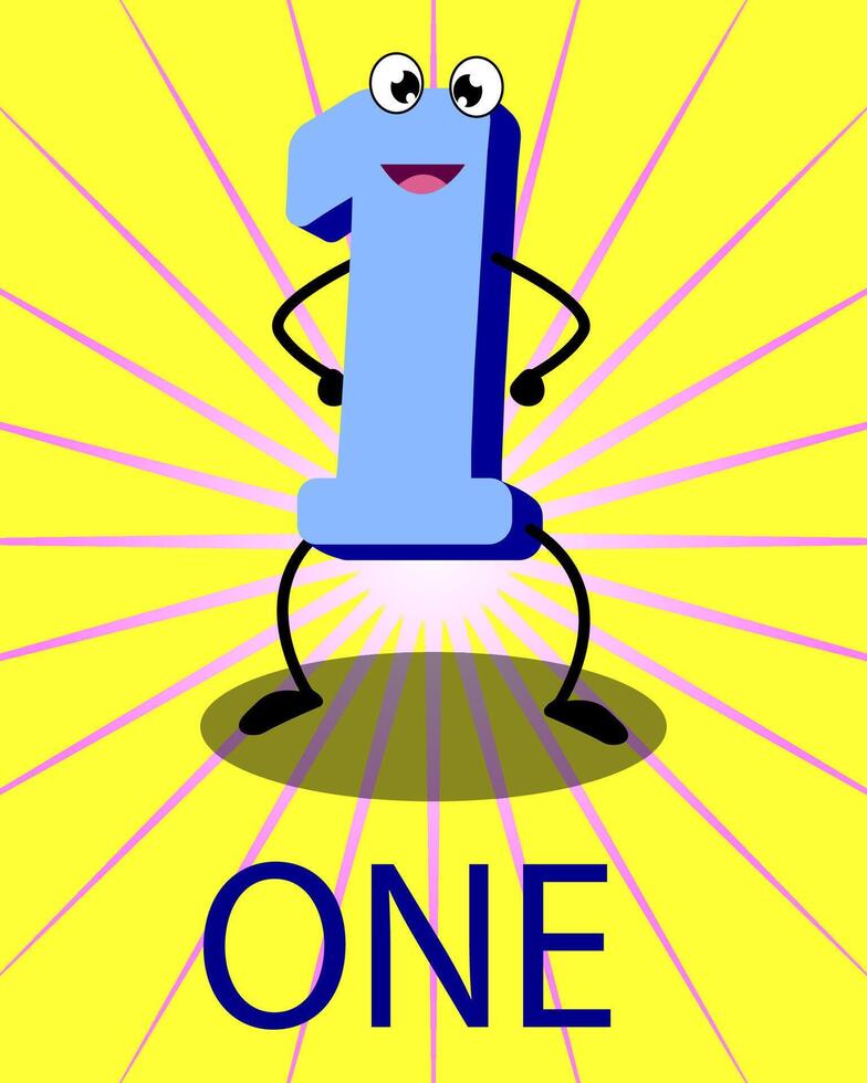 cute cartoon figures. fun to learn for kids. number one. 44600889