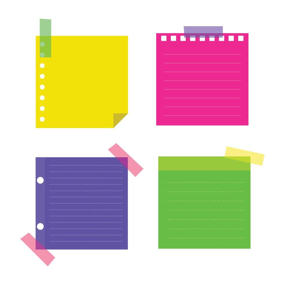 Collections of sticky note illustrations with y2k style vector