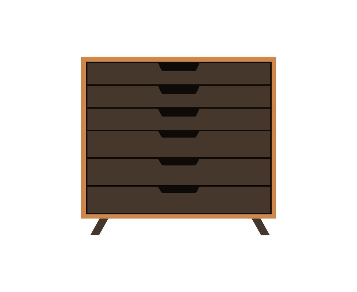 cofre de cajones, cabecera mesa conjunto . de madera texturas dibujos animados casa equipo para interior. ilustración de mueble aislado vector