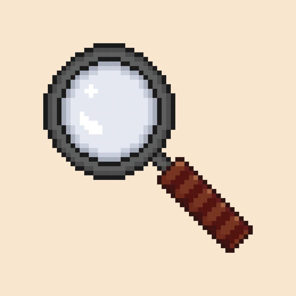 Magnifying glass in pixel art style vector