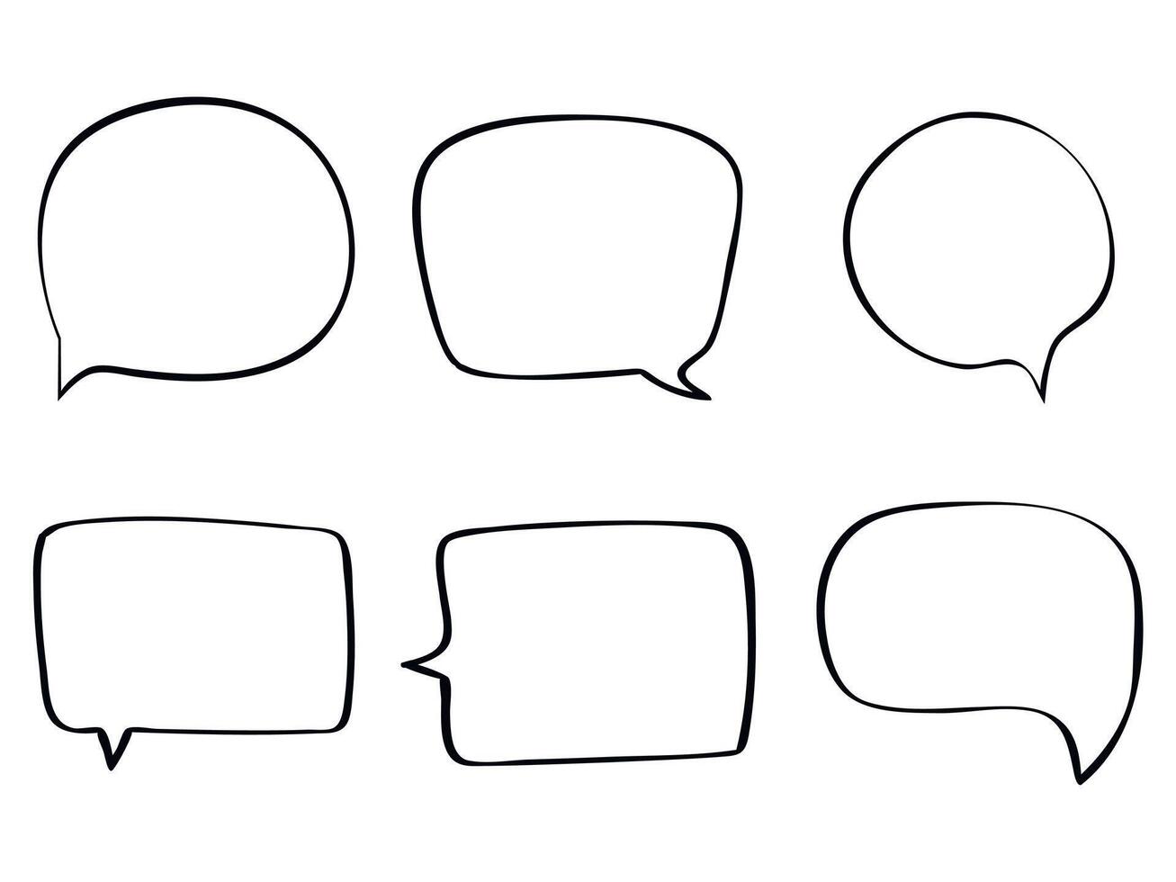 Hand drawn quote poster set. Isolated text box. Black and white empty speech bubbles. vector