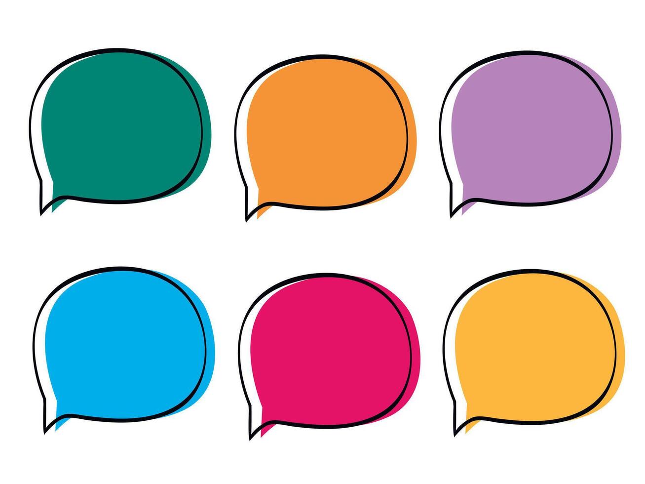 Hand drawn quote poster set. Isolated text box. Color empty speech bubbles. vector